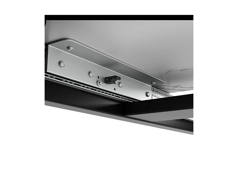 Uitschuifbare eettafel voor 6-8 personen in MDF en metaal - Wit marmer effect - 140/179,5x80x75,5 cm