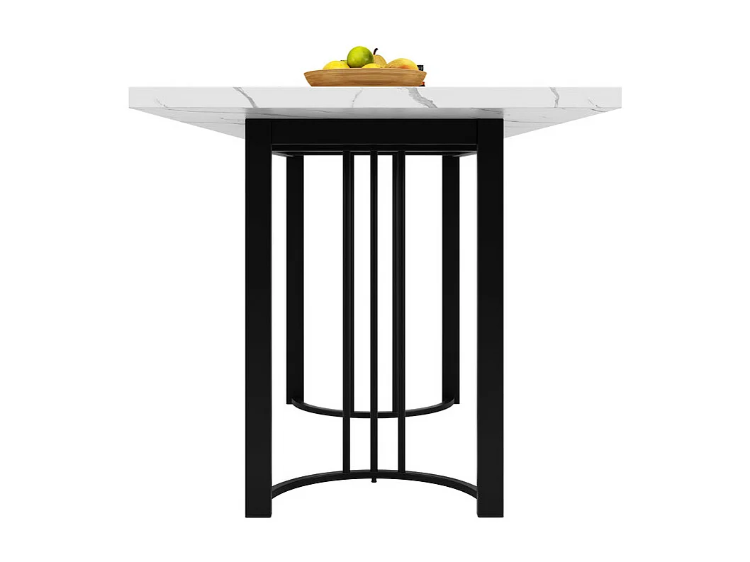 Uitschuifbare eettafel voor 6-8 personen in MDF en metaal - Wit marmer effect - 140/179,5x80x75,5 cm