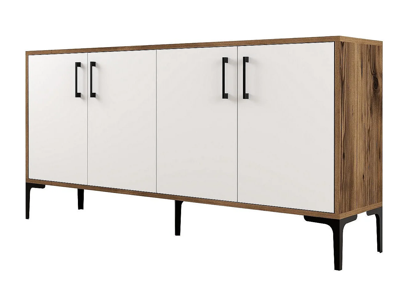 Aparador Industrial – 160 x 78 x 35 cm – Nogueira e Branco – Painel de Partículas revestido em Melamina