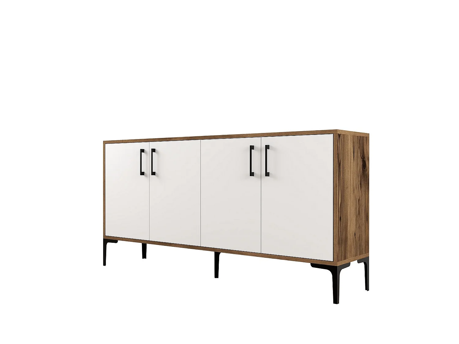 Aparador Kiev 160 blanco color nogal 160x35x78 cm