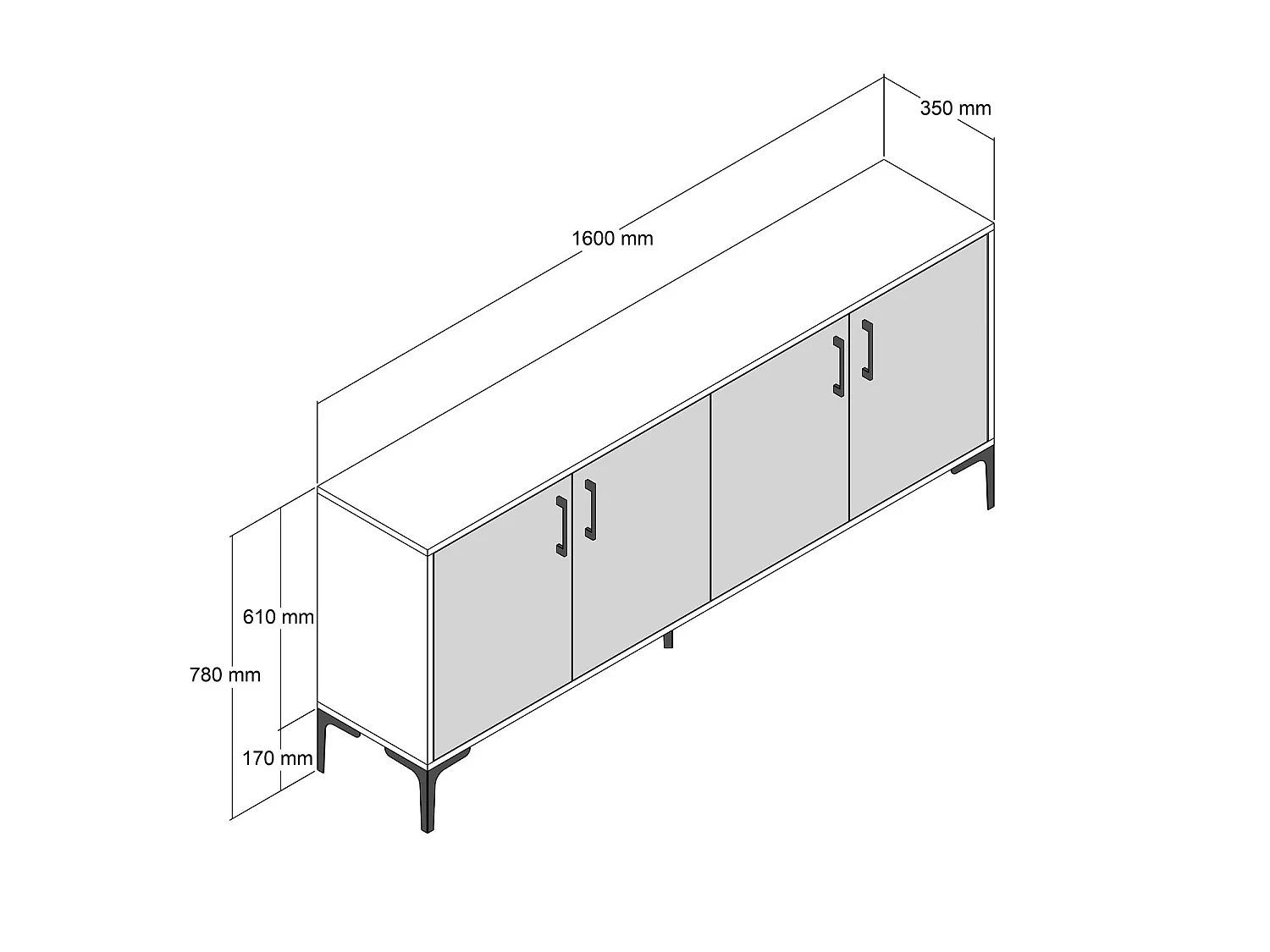 Aparador Kiev 160 blanco color nogal 160x35x78 cm