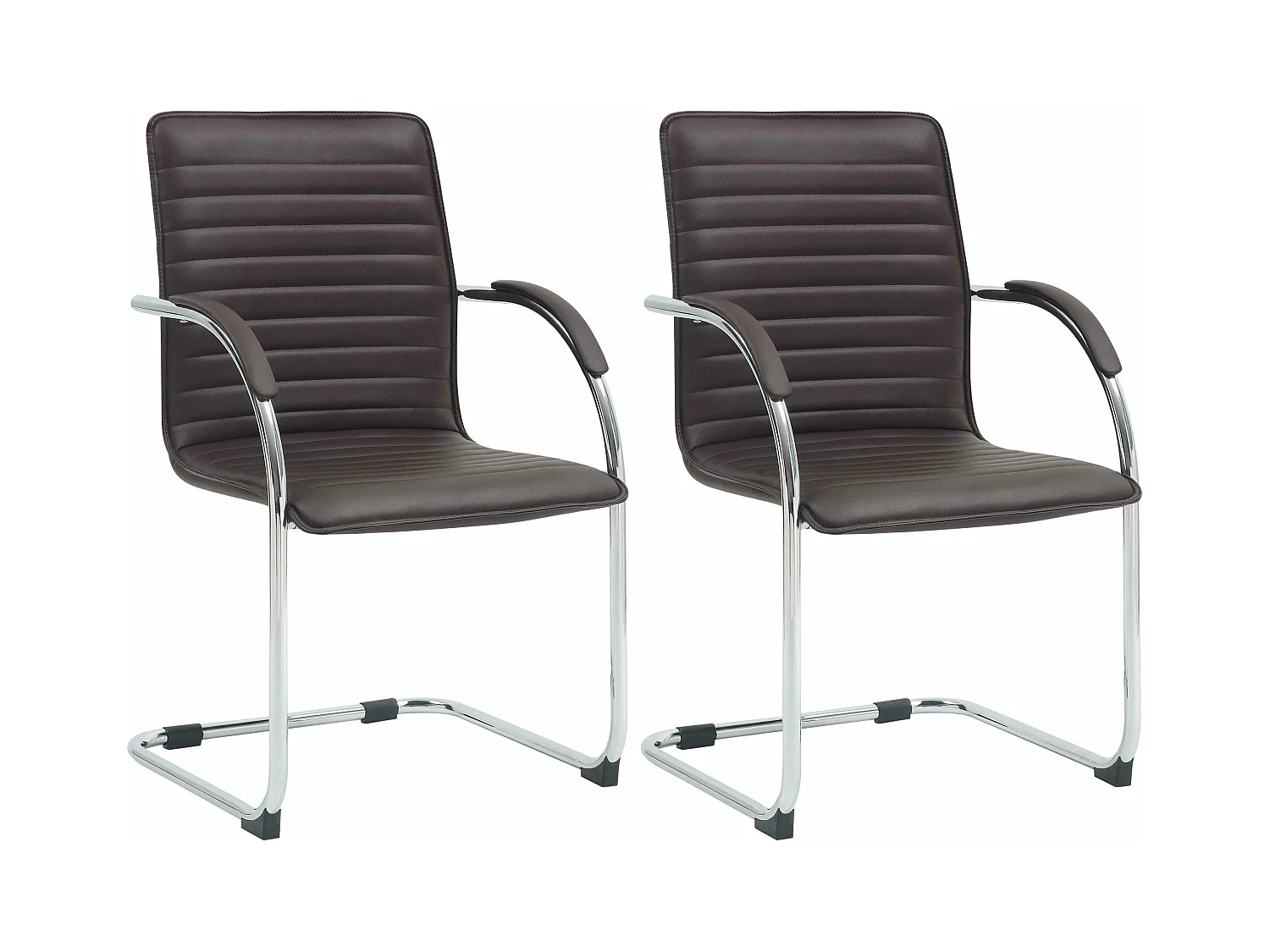 Lot de 2  chaises oscillantes - Similicuir - Marron - Tira