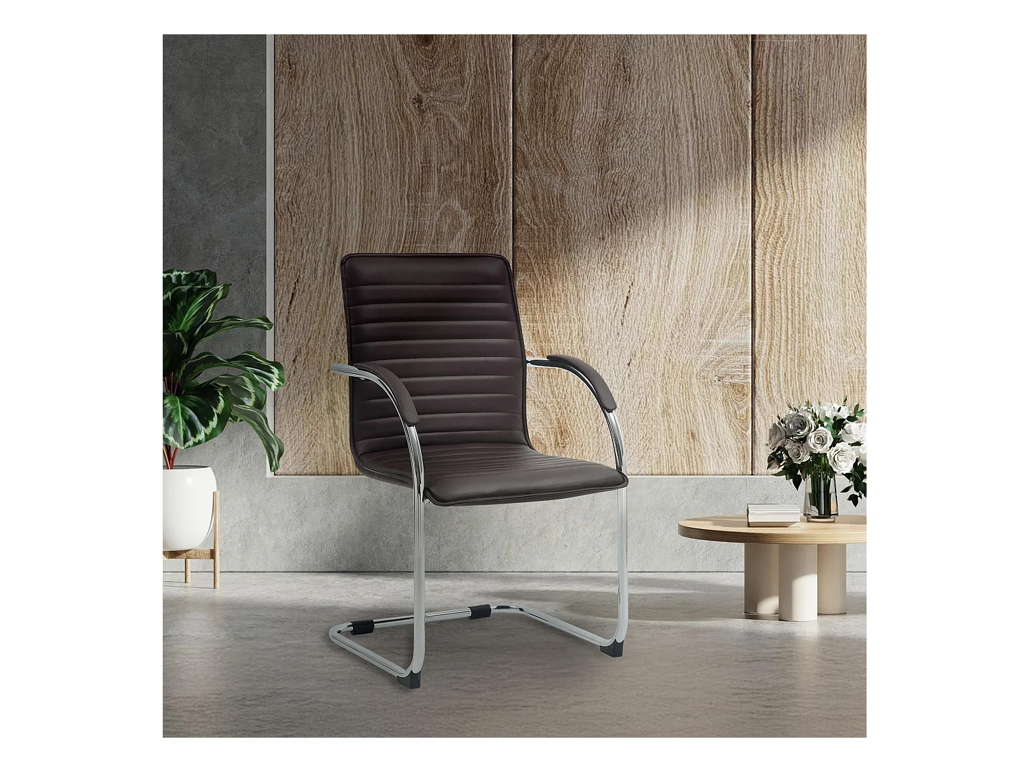 Lot de 2  chaises oscillantes - Similicuir - Marron - Tira