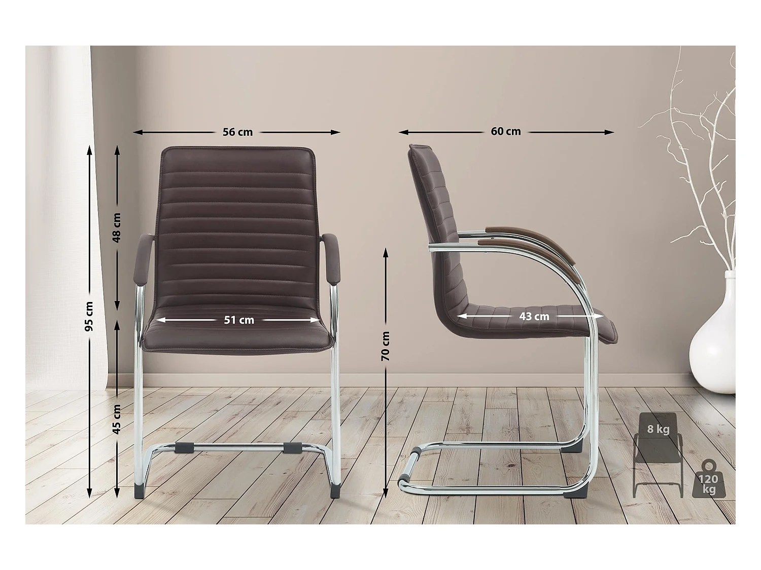 Lot de 2  chaises oscillantes - Similicuir - Marron - Tira