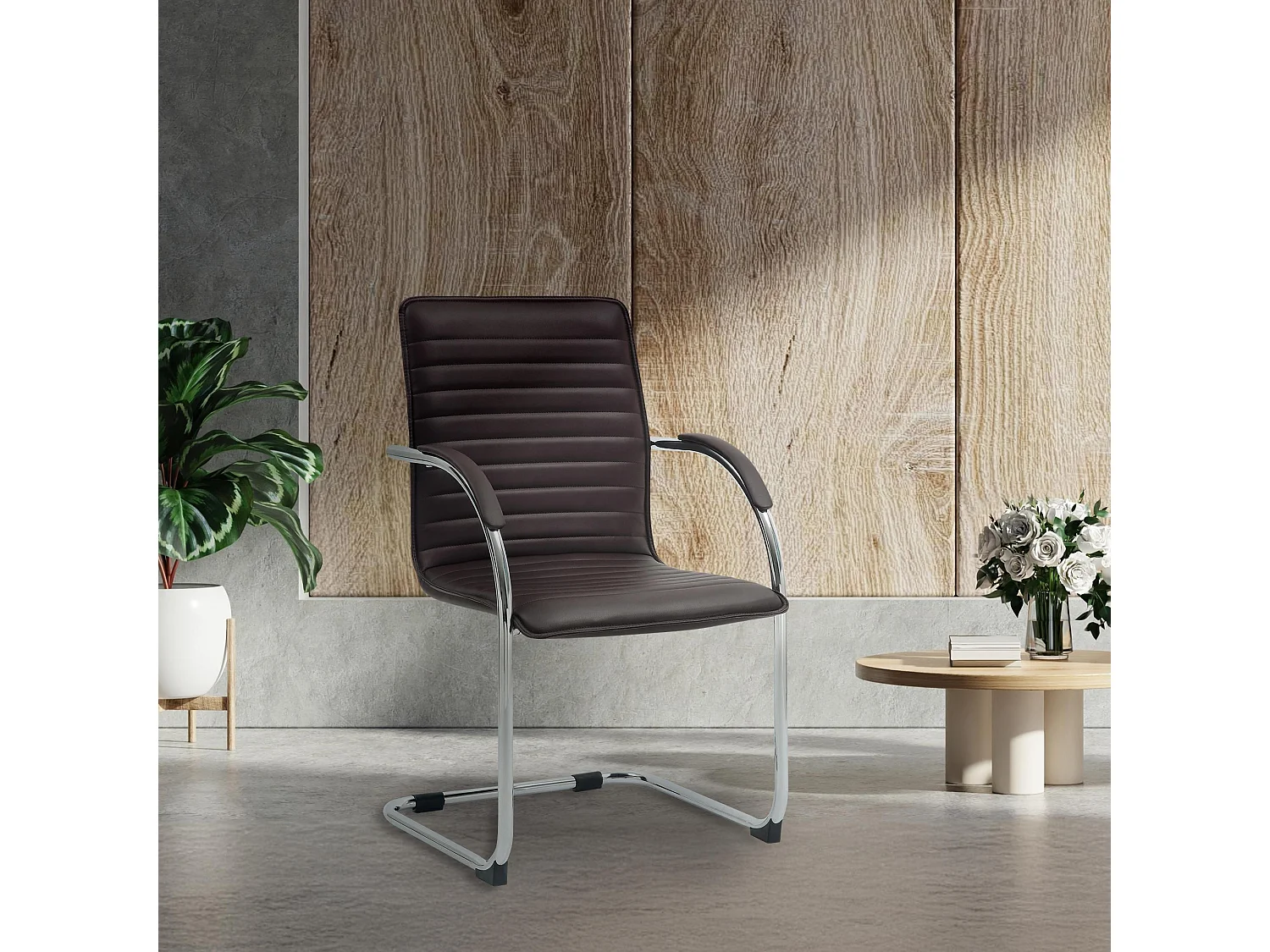 Lot de 2  chaises oscillantes - Similicuir - Marron - Tira