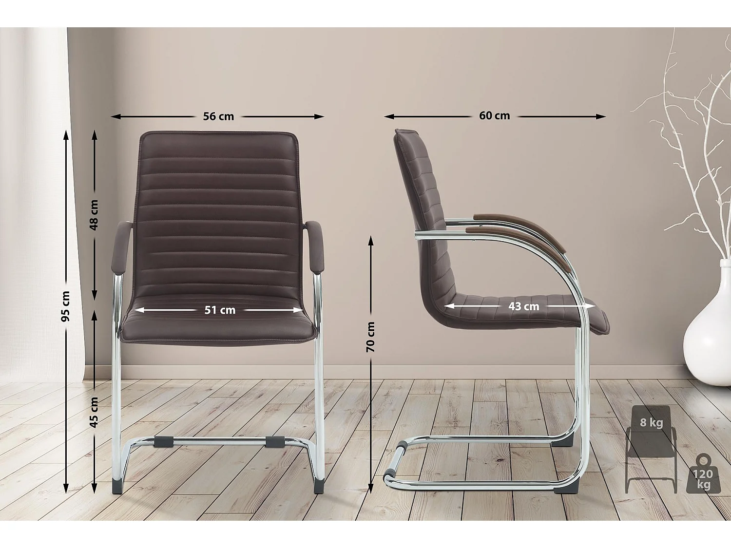 Lot de 2  chaises oscillantes - Similicuir & Noir - Marron - Tira