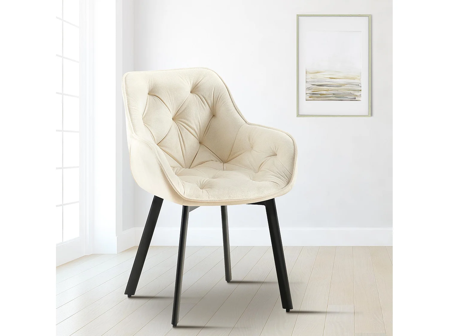 chaises avec accoudoirs - Velours - Crème - Antigo