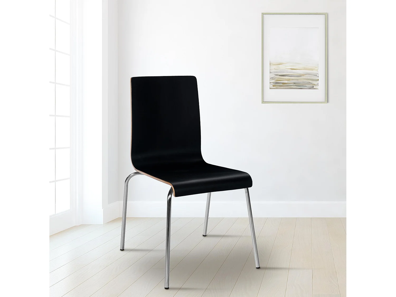 chaise salle à manger - Bois & Blanc - Noir - Gahanna