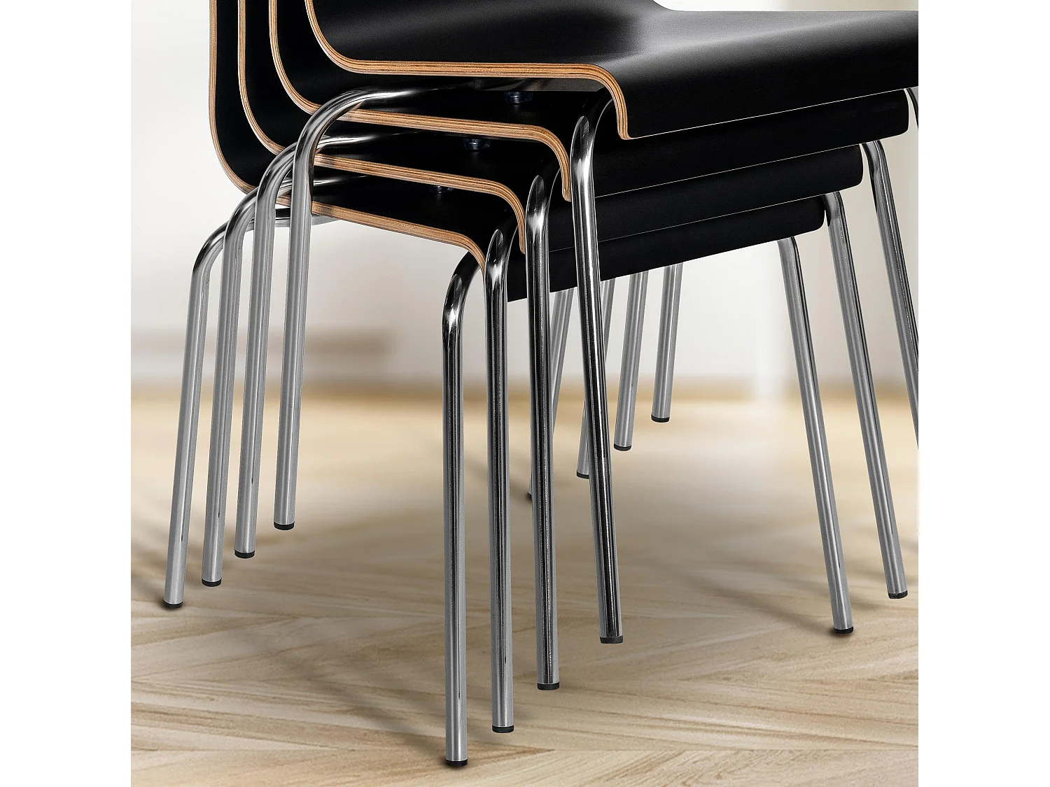 chaise salle à manger - Bois & Blanc - Noir - Gahanna