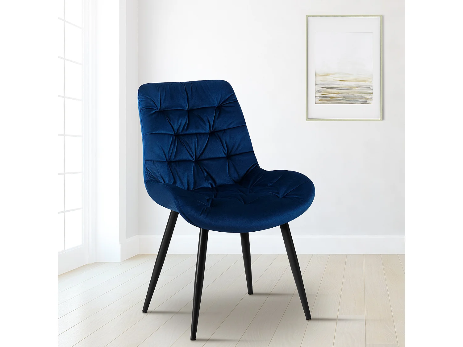 chaise salle à manger - Velours - Bleu foncé - Rossford