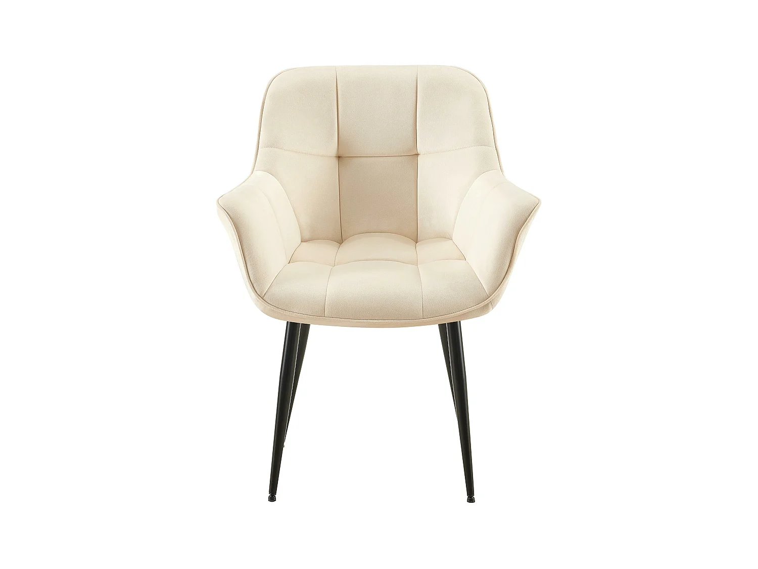 Lot de 2  chaises avec accoudoirs - Velours - Crème - Roseville