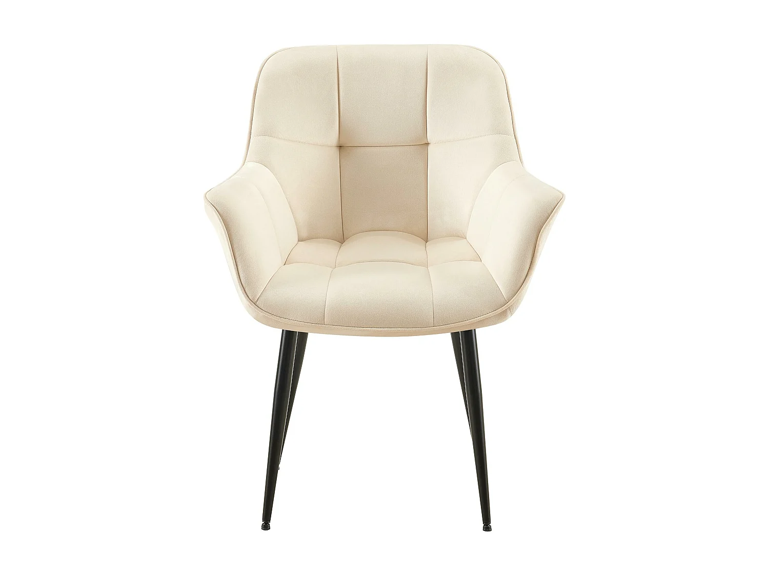 Lot de 2  chaises avec accoudoirs - Velours - Crème - Roseville