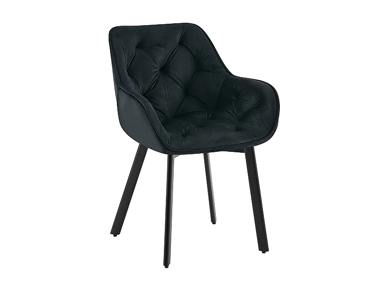 chaises avec accoudoirs - Velours - Noir - Antigo