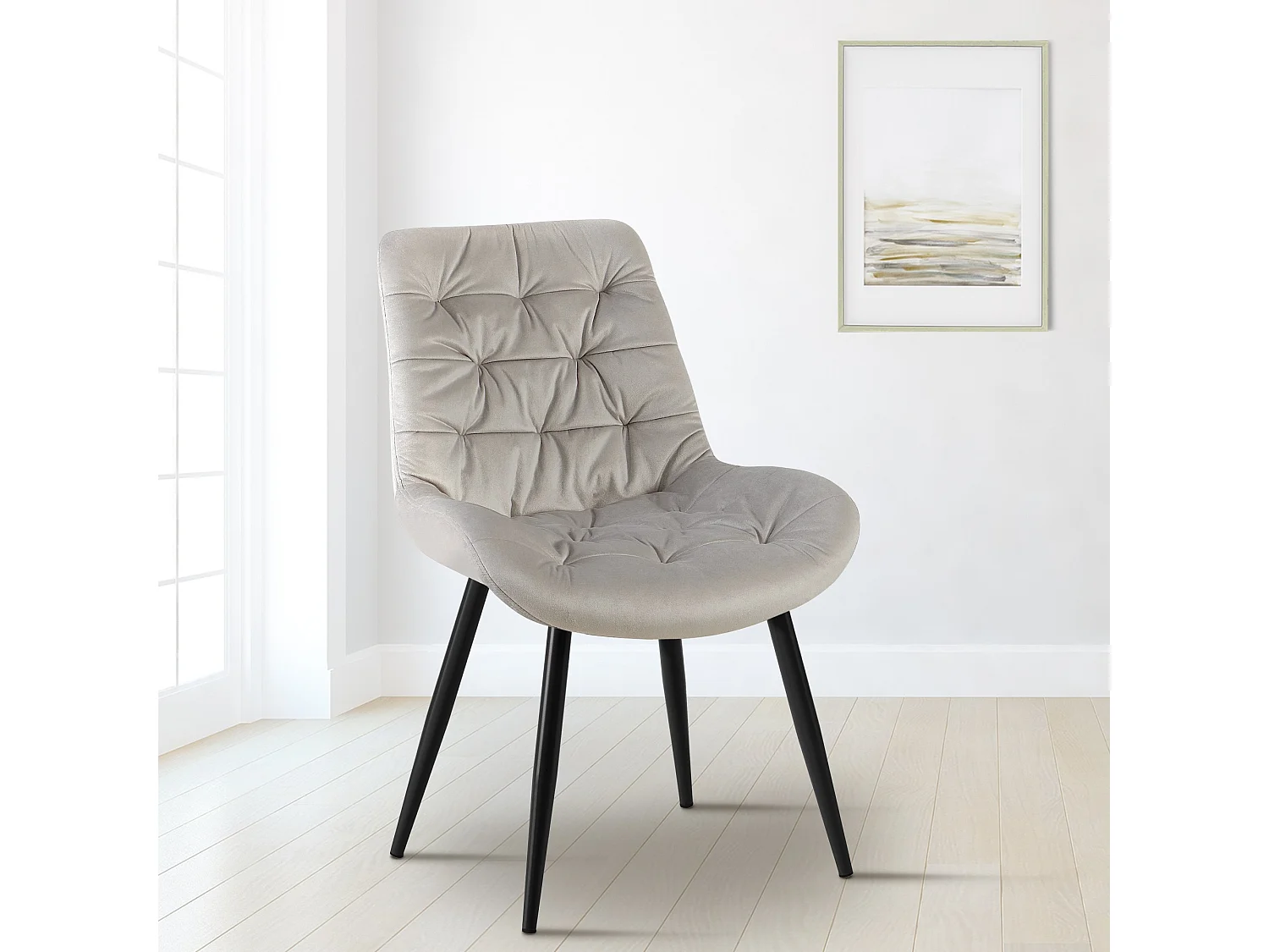 chaise salle à manger - Velours - Gris - Rossford