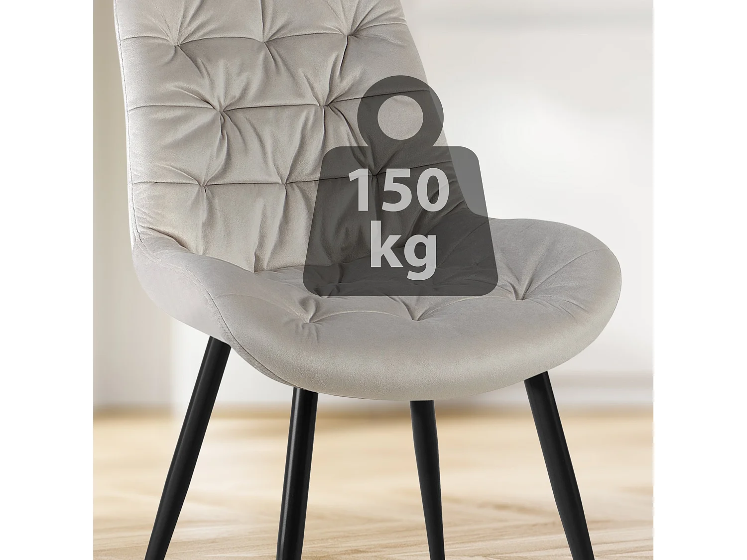 chaise salle à manger - Velours - Gris - Rossford