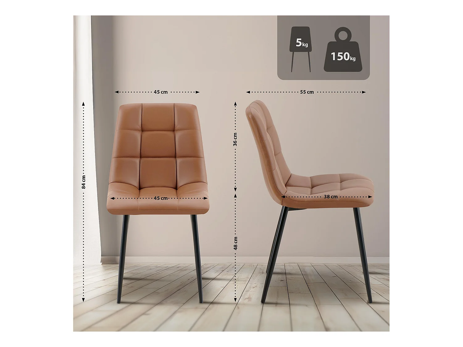 chaise salle à manger - Similicuir - Marron foncé - Antibes