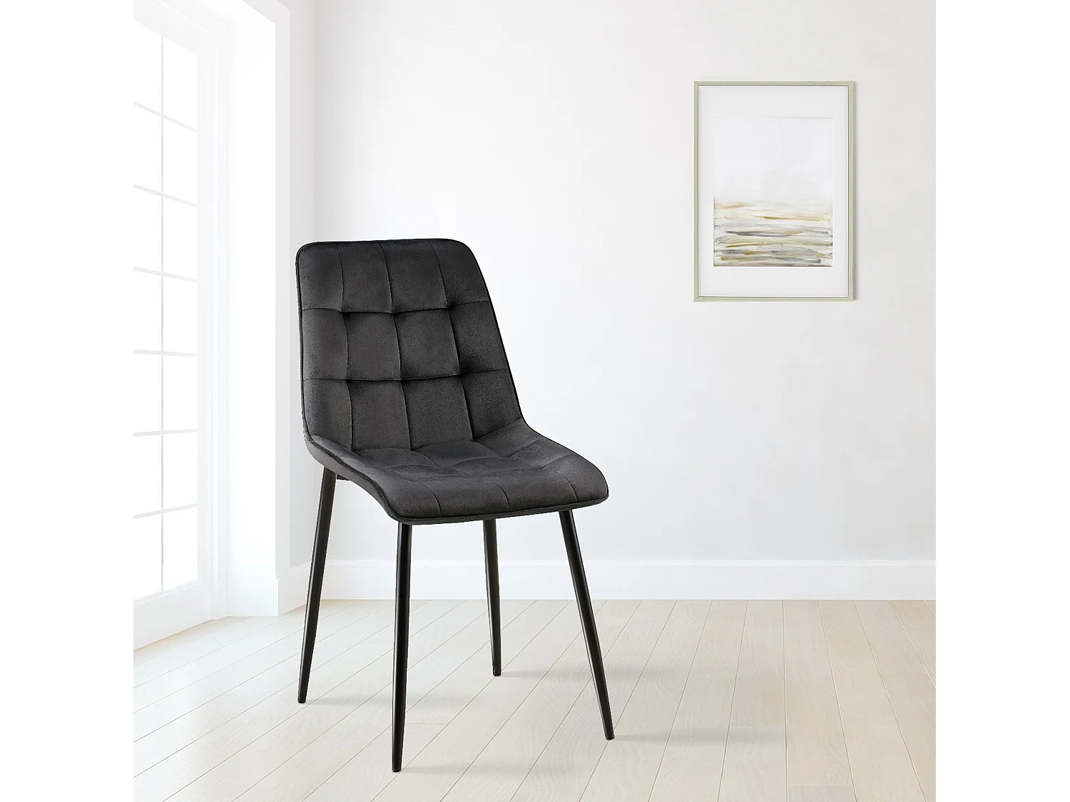 chaise salle à manger - Velours - Noir - Gifford