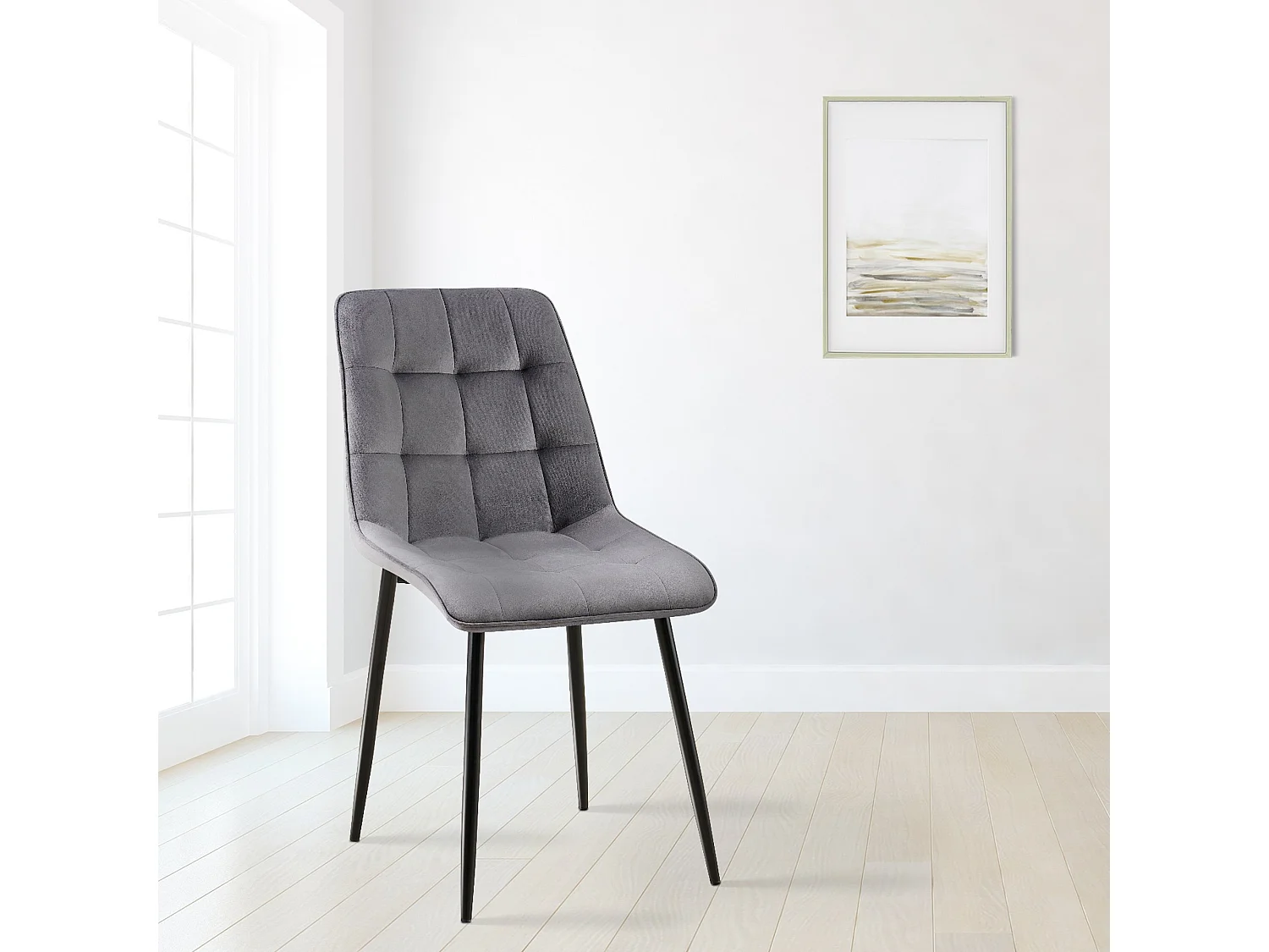 chaise salle à manger - Velours - Gris foncé - Gifford