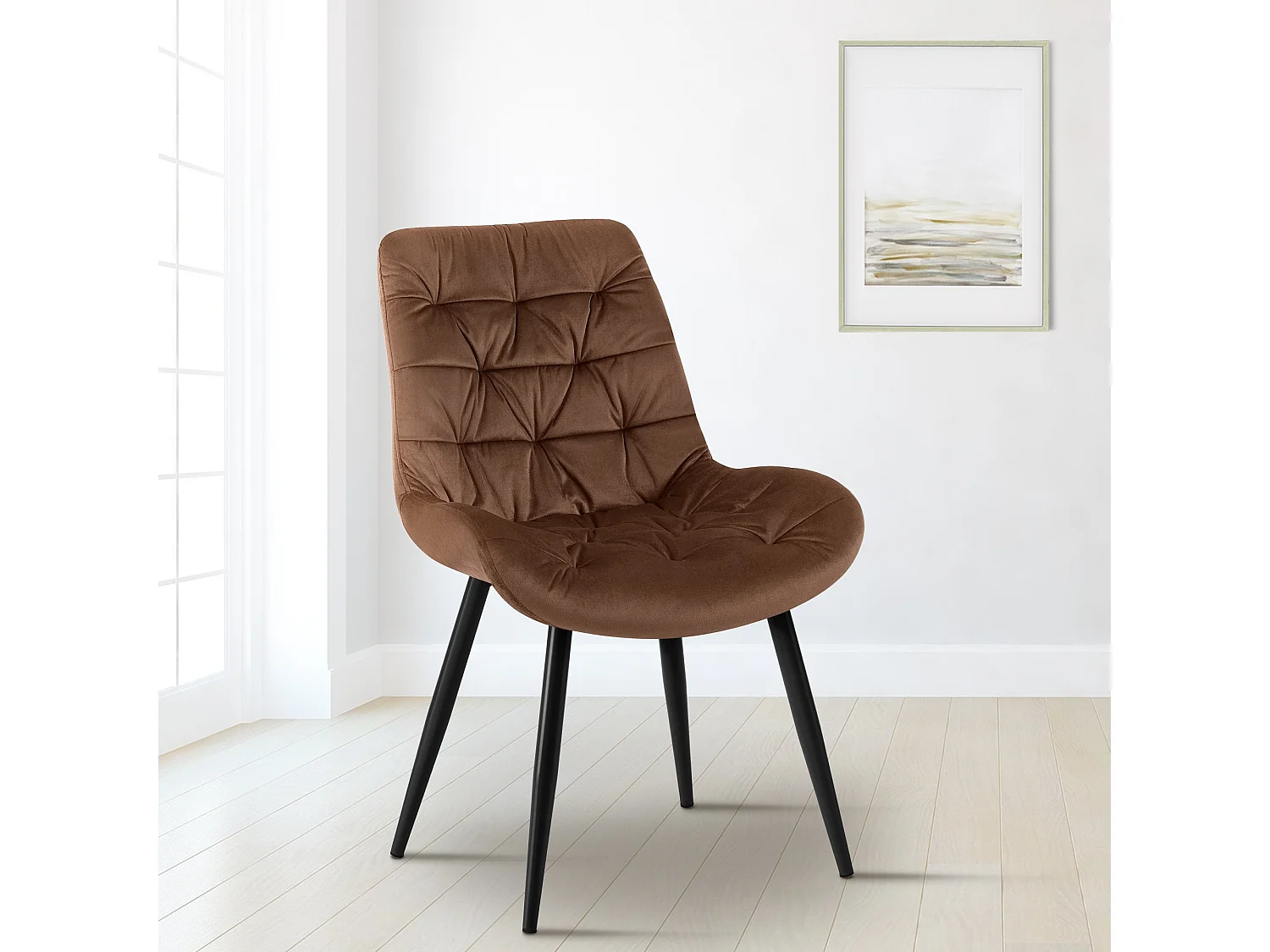 chaise salle à manger - Velours - Marron - Rossford