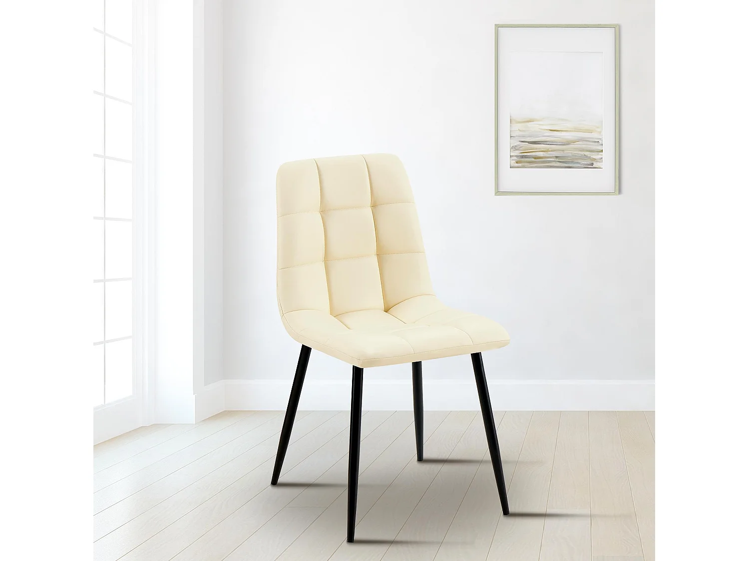 chaise salle à manger - Similicuir - Crème - Antibes