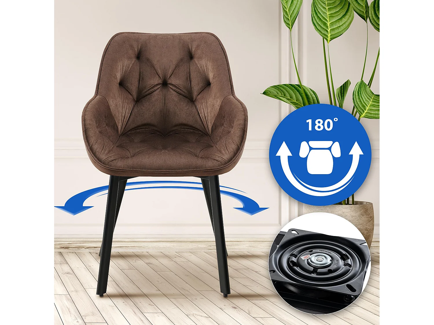 chaises avec accoudoirs - Velours - Marron - Antigo