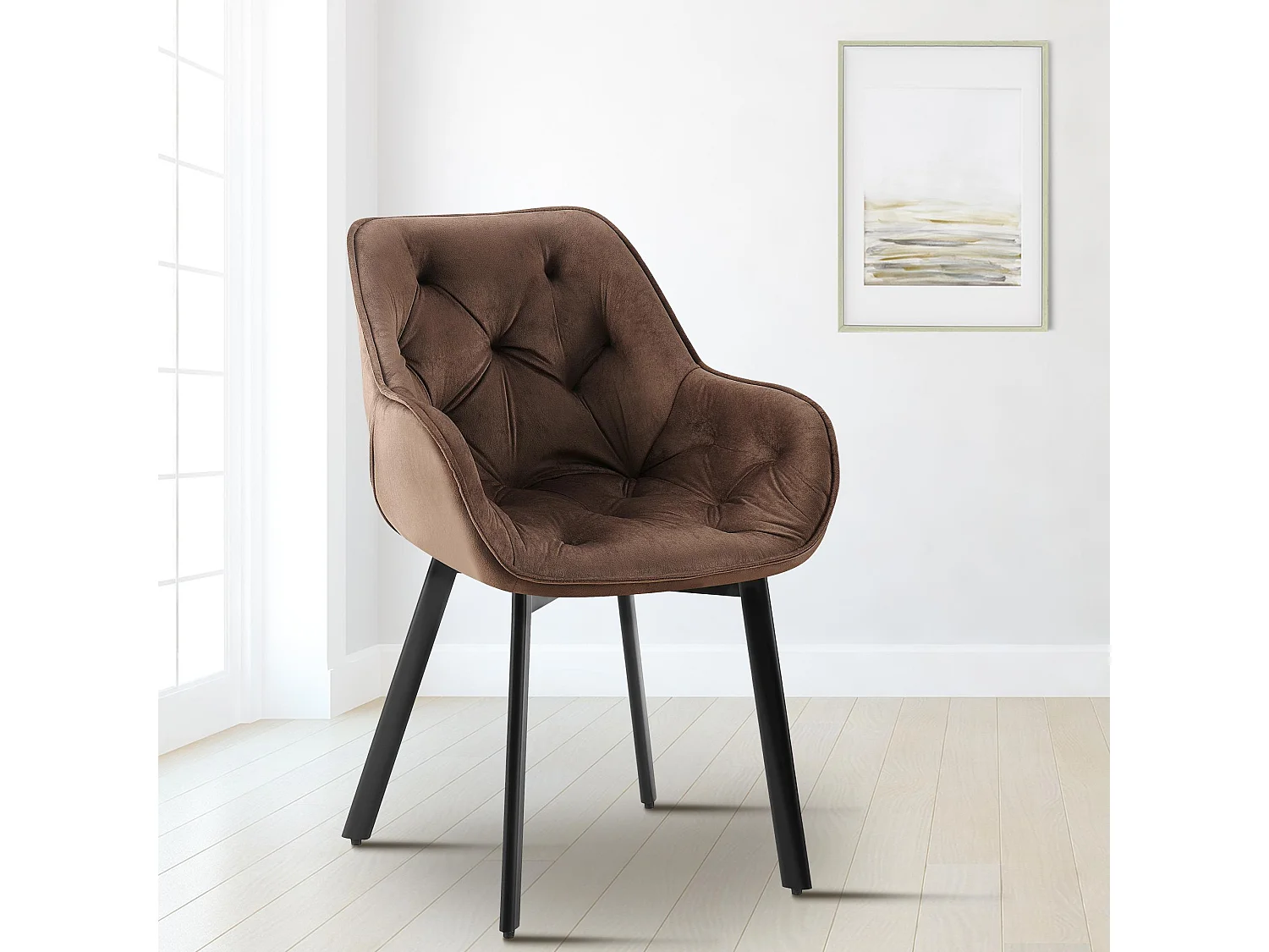 chaises avec accoudoirs - Velours - Marron - Antigo