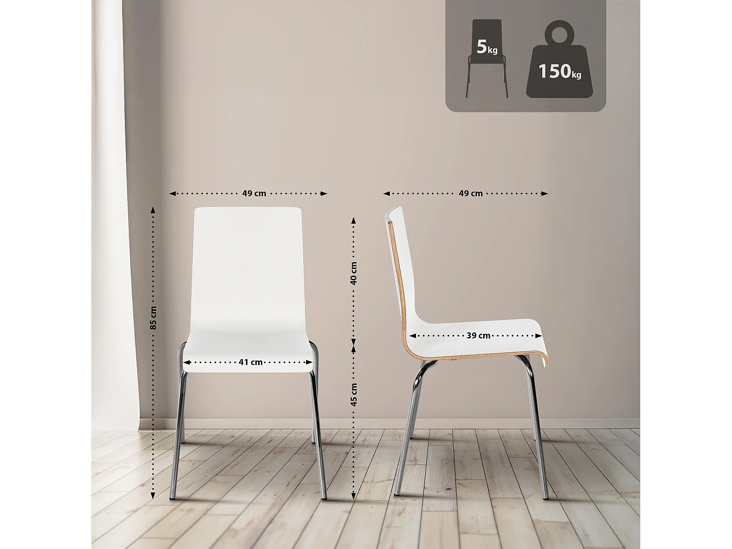 chaise salle à manger - Bois - Blanc - Gahanna