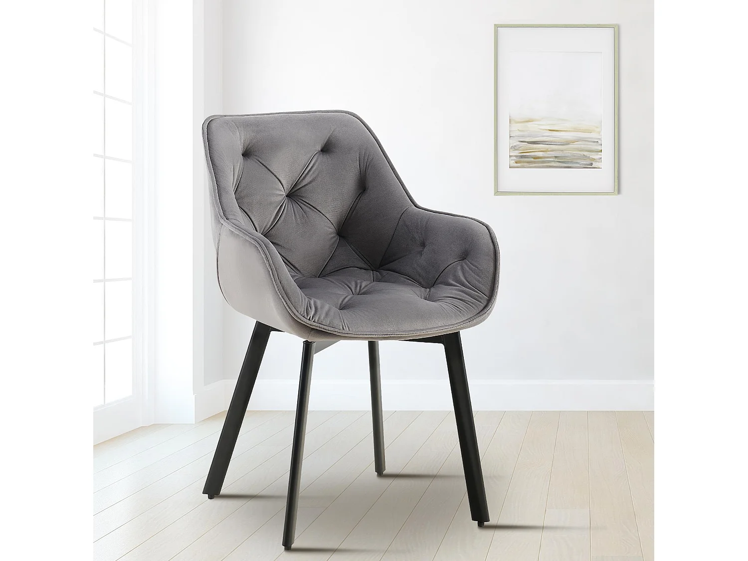 chaises avec accoudoirs - Velours - Gris foncé - Antigo