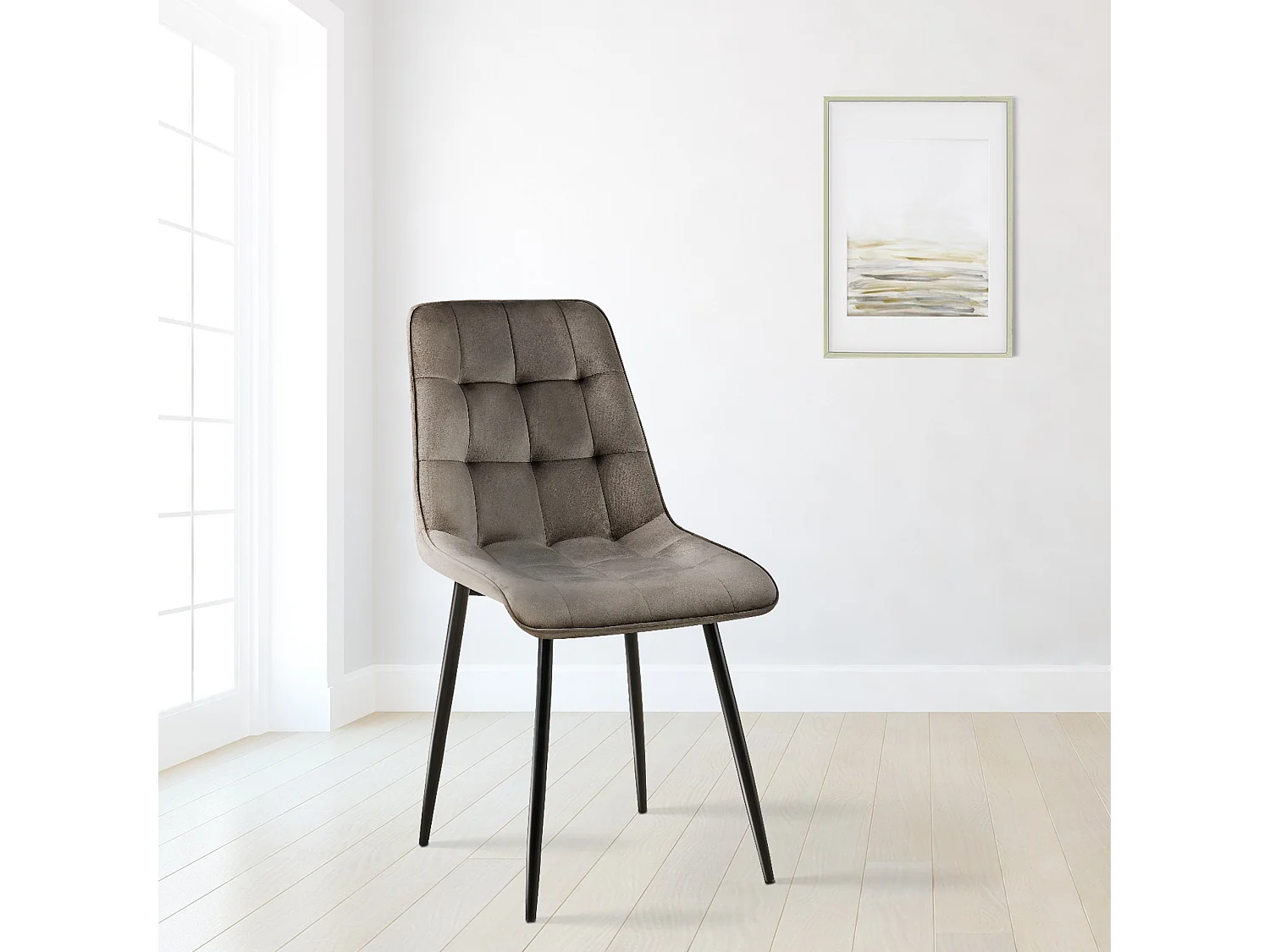 chaise salle à manger - Velours - Anthracite - Gifford