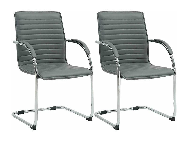 Lot de 2  chaises oscillantes - Similicuir - Gris - Tira