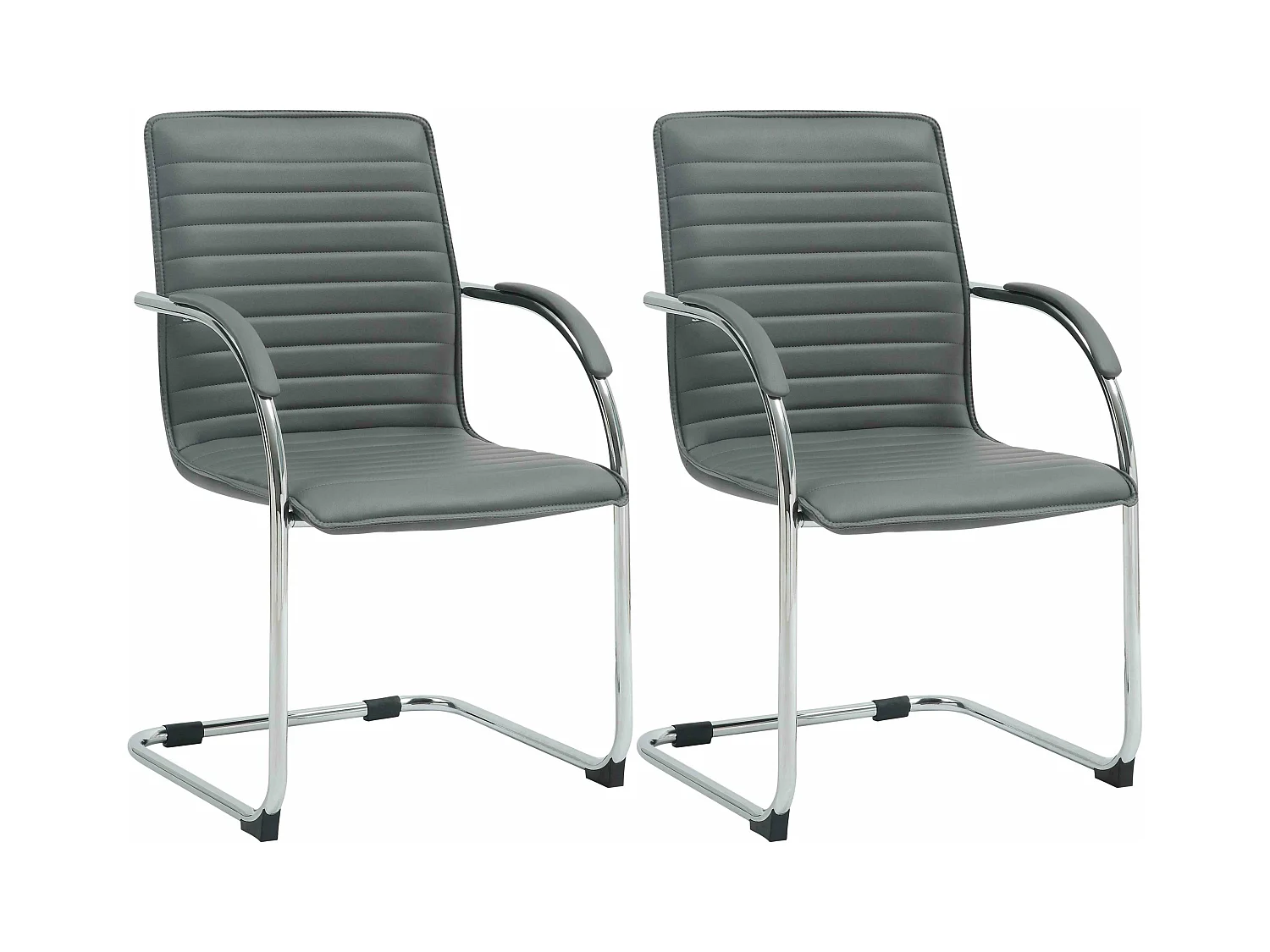 Lot de 2  chaises oscillantes - Similicuir - Gris - Tira