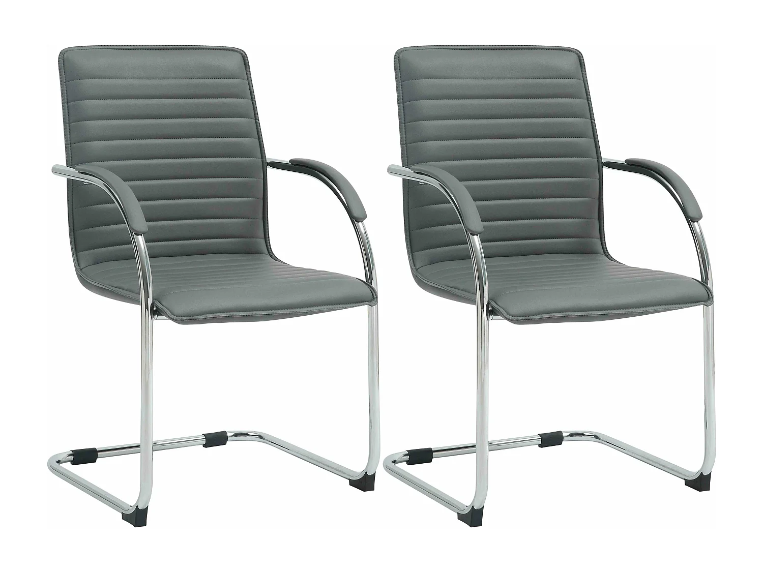 Lot de 2  chaises oscillantes - Similicuir - Gris - Tira