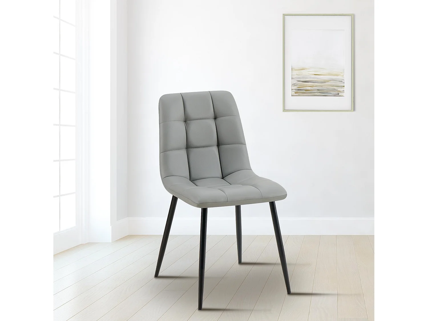 chaise salle à manger - Similicuir - Gris clair - Antibes