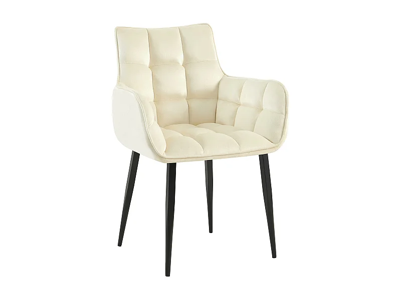 chaises avec accoudoirs - Velours - Crème - Tirana