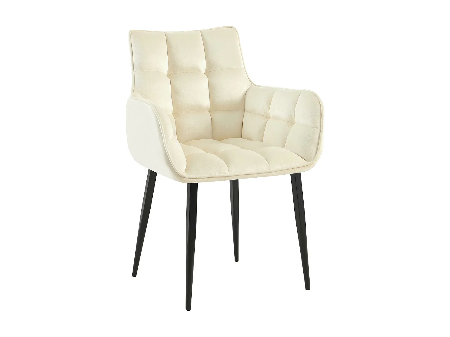 chaises avec accoudoirs - Velours - Crème - Tirana