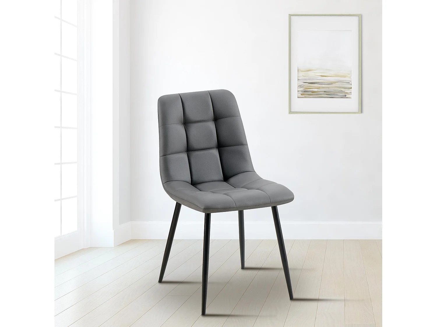 chaise salle à manger - Similicuir - Gris foncé - Antibes