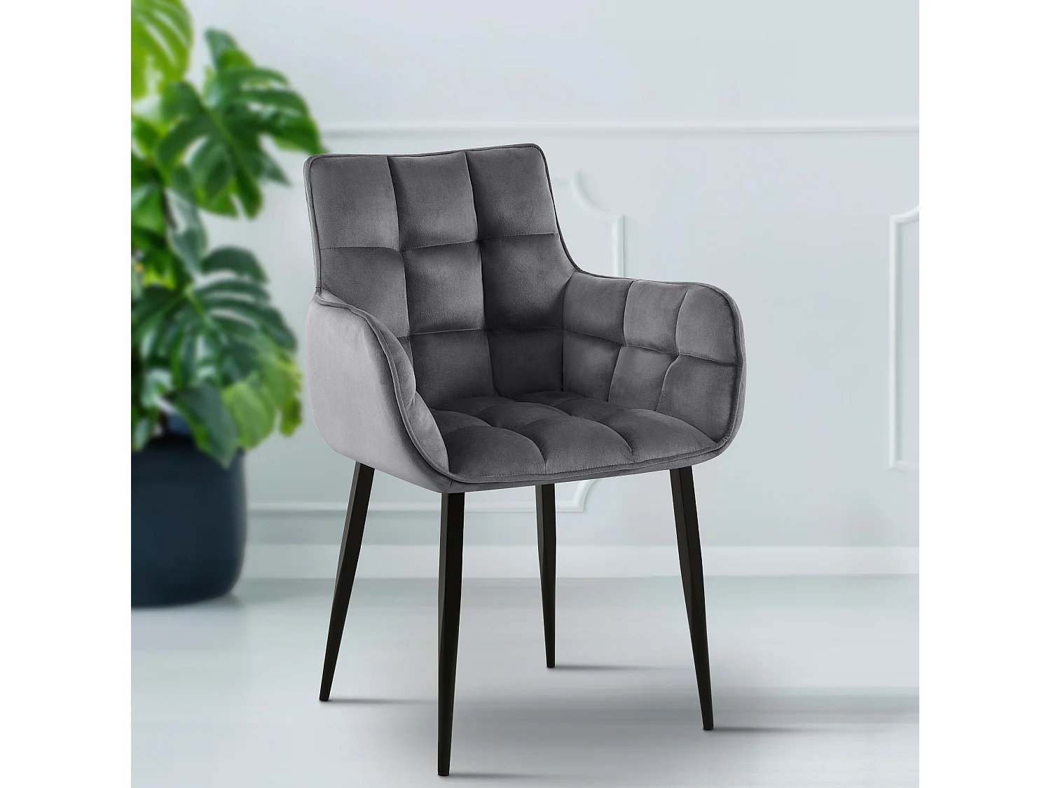 chaises avec accoudoirs - Velours - Gris foncé - Tirana