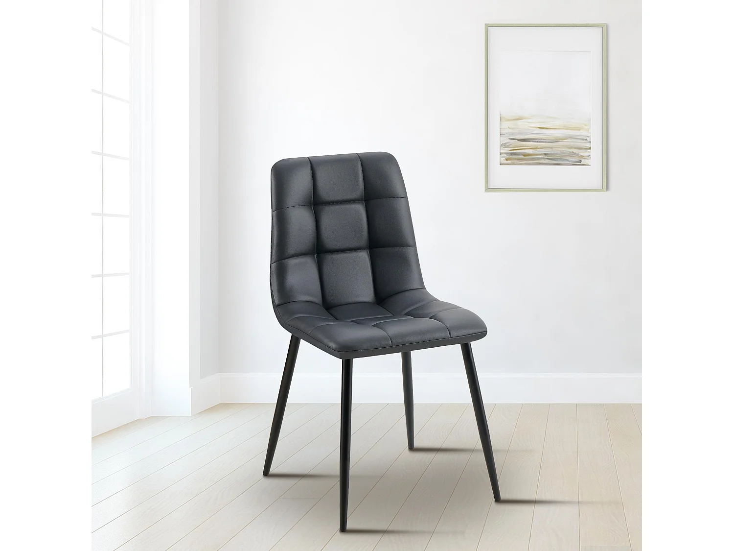 chaise salle à manger - Similicuir - Noir - Antibes