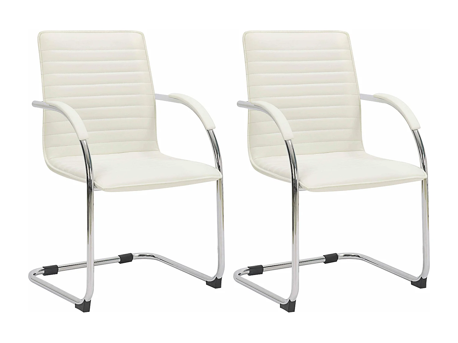 Lot de 2  chaises oscillantes - Similicuir - Crème - Tira