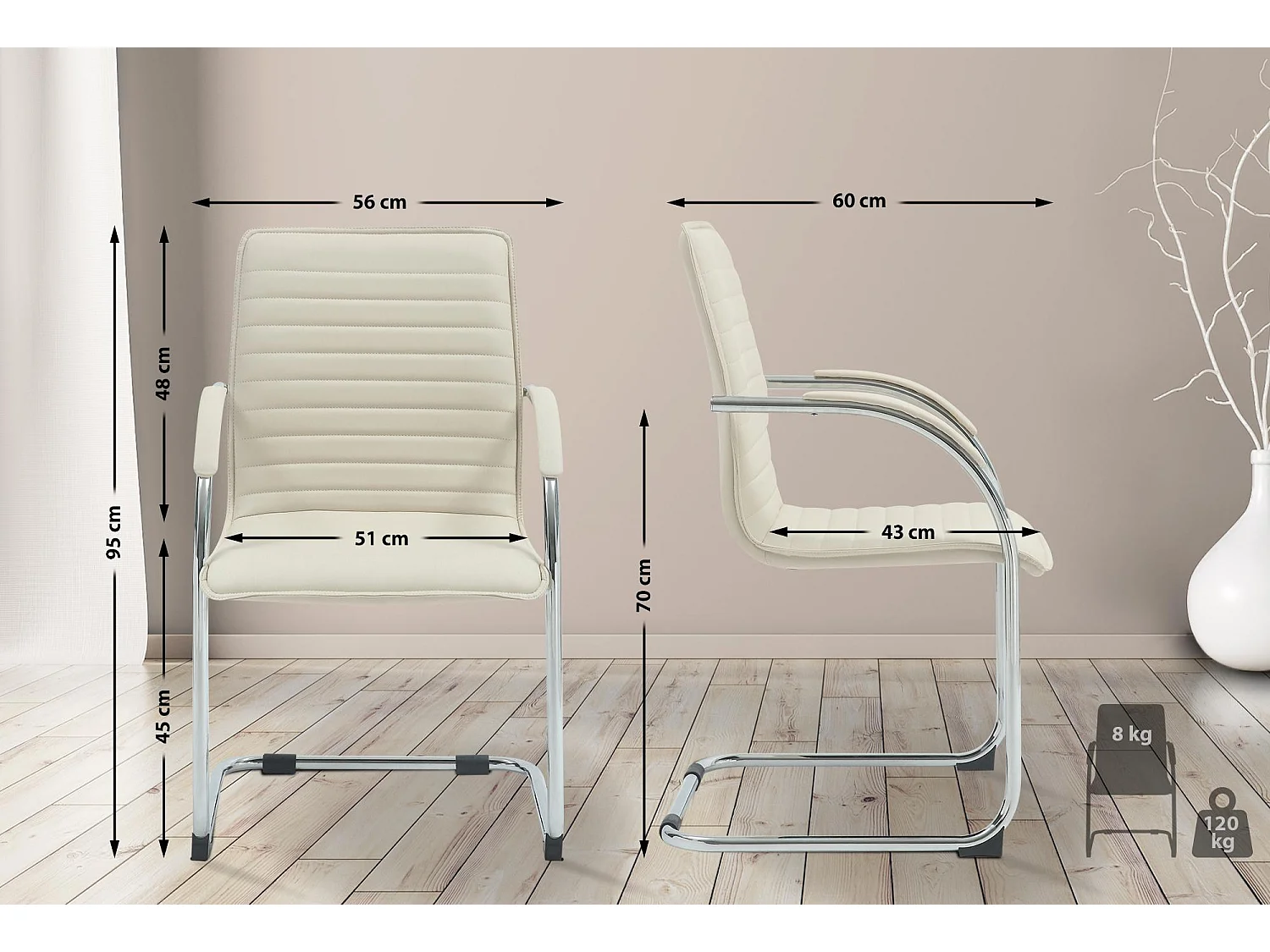 Lot de 2  chaises oscillantes - Similicuir - Crème - Tira