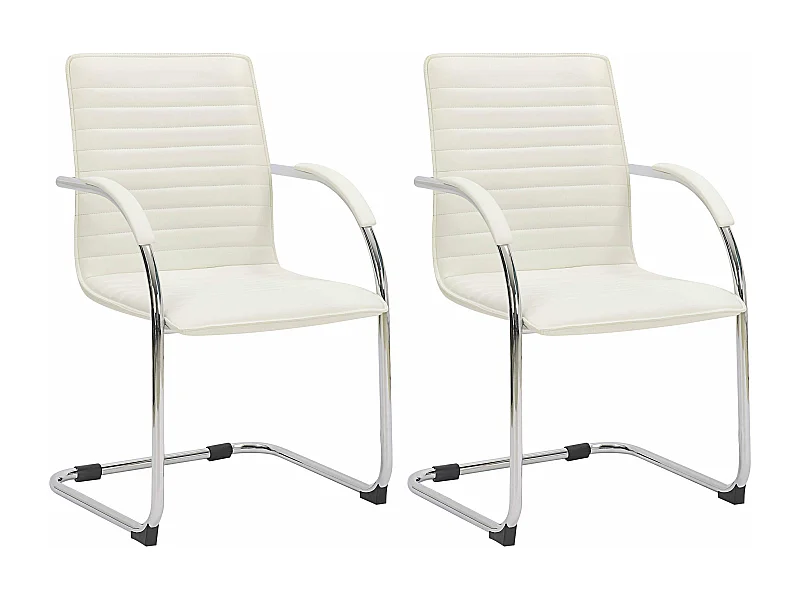 Lot de 2  chaises oscillantes - Similicuir - Crème - Tira