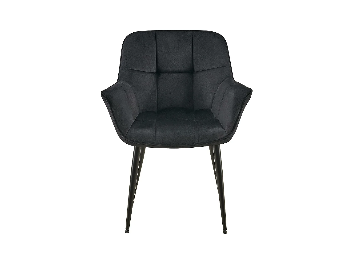 Lot de 2  chaises avec accoudoirs - Velours - Noir - Roseville