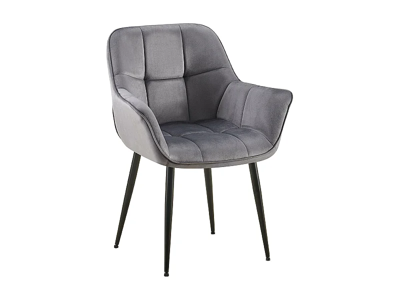chaises avec accoudoirs - Velours - Gris foncé - Roseville