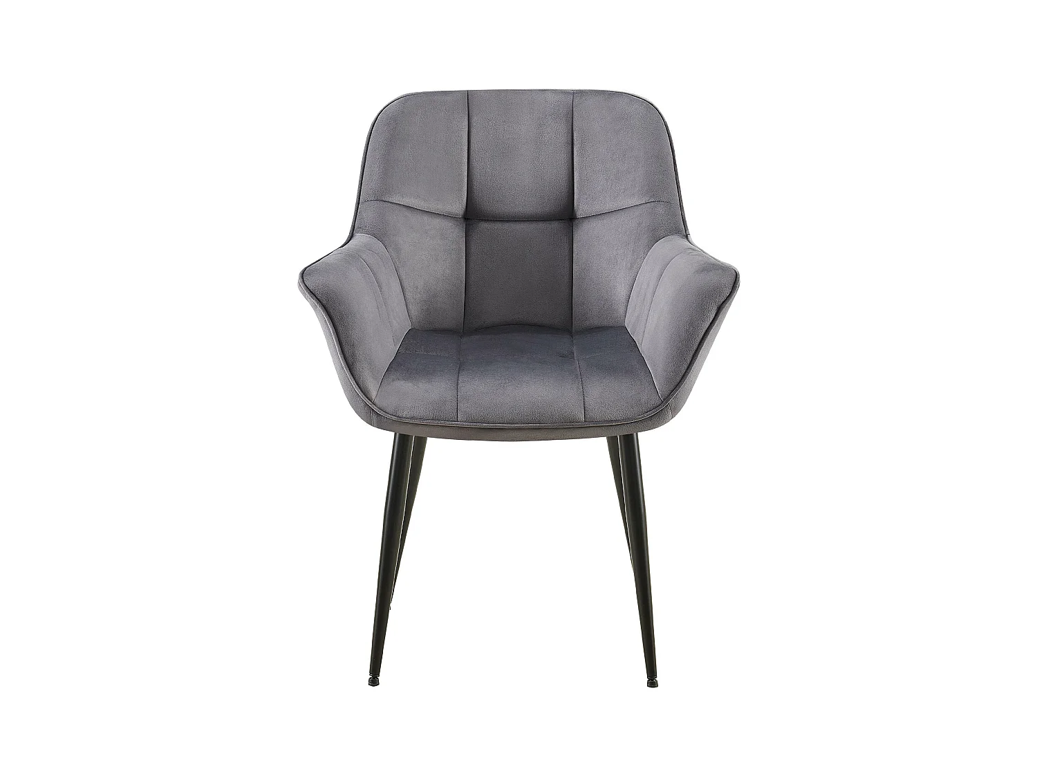 Lot de 2  chaises avec accoudoirs - Velours - Gris foncé - Roseville