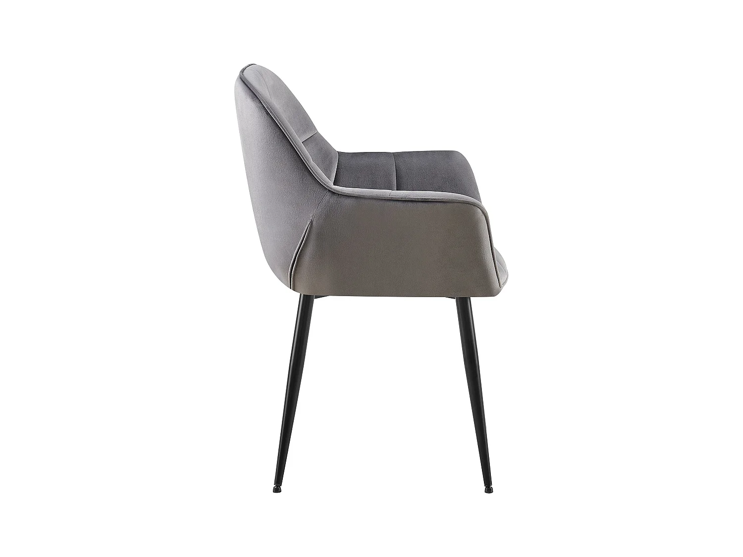 Lot de 2  chaises avec accoudoirs - Velours - Gris foncé - Roseville