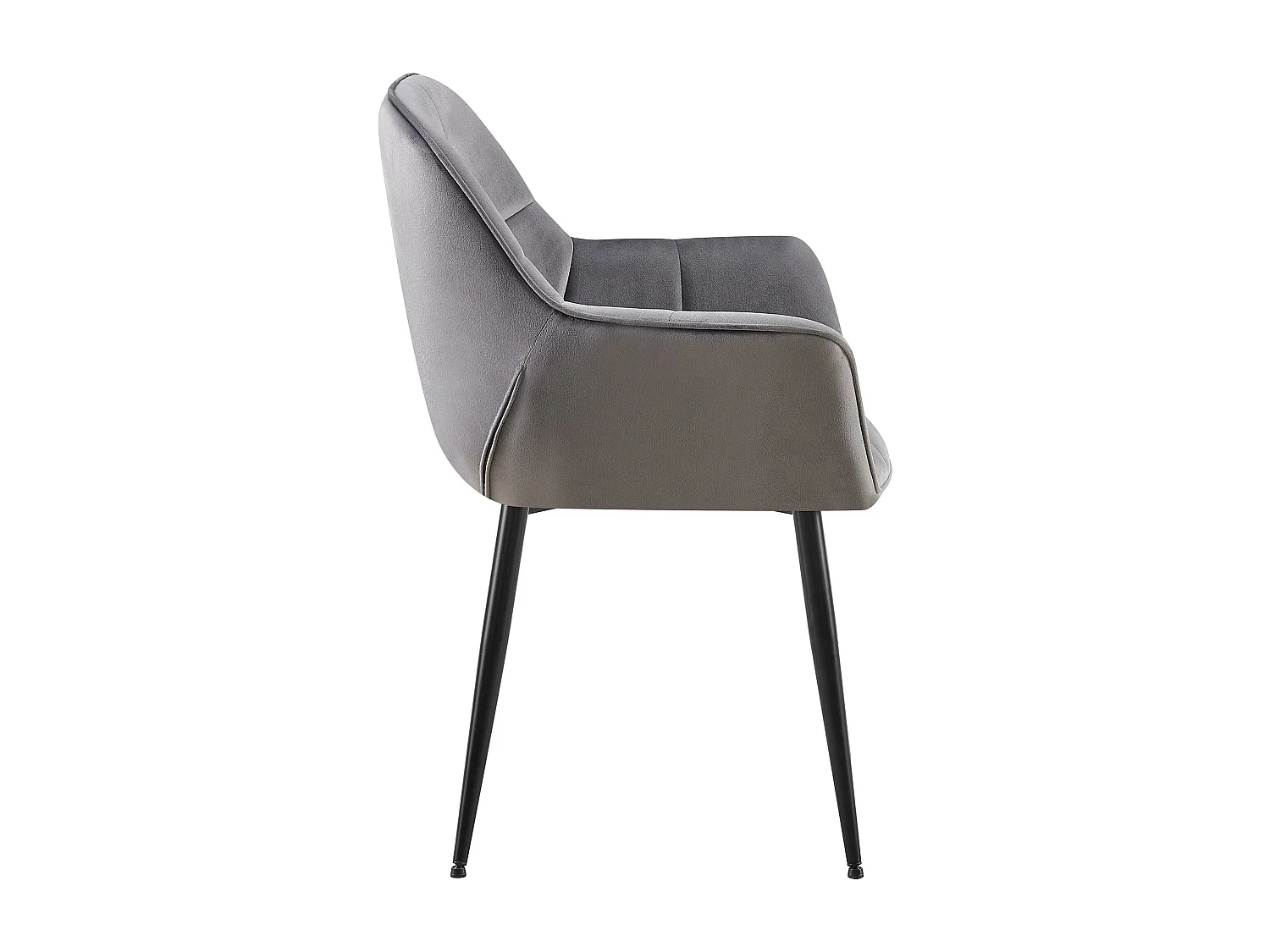 Lot de 2  chaises avec accoudoirs - Velours - Gris foncé - Roseville