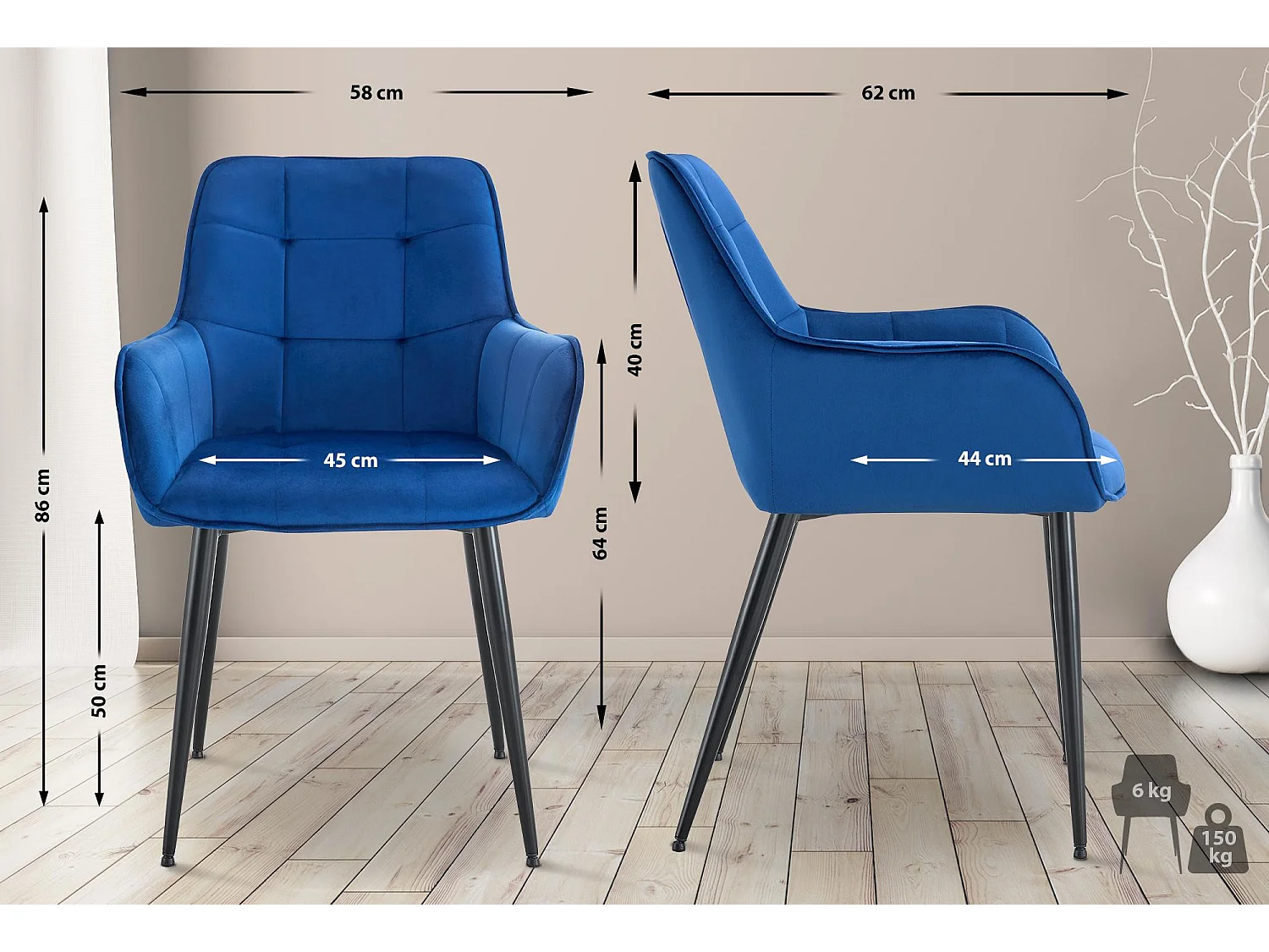 chaise salle à manger - Plastique - Bleu foncé - Ferndale