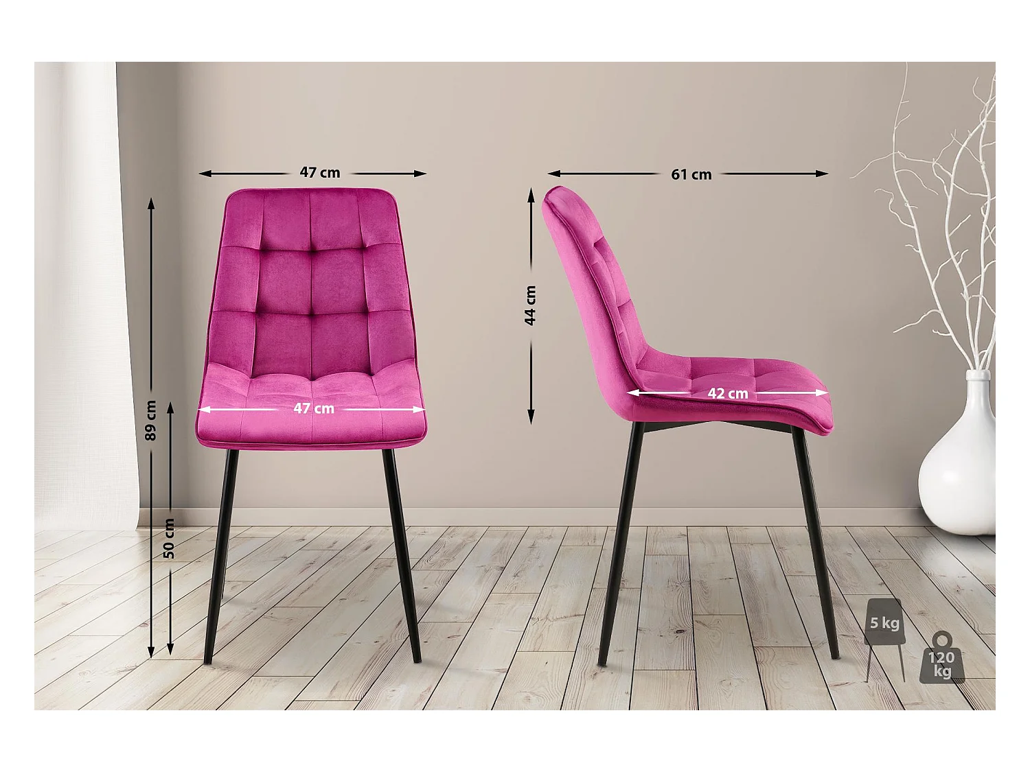 chaise salle à manger - Velours - Violet - Gifford