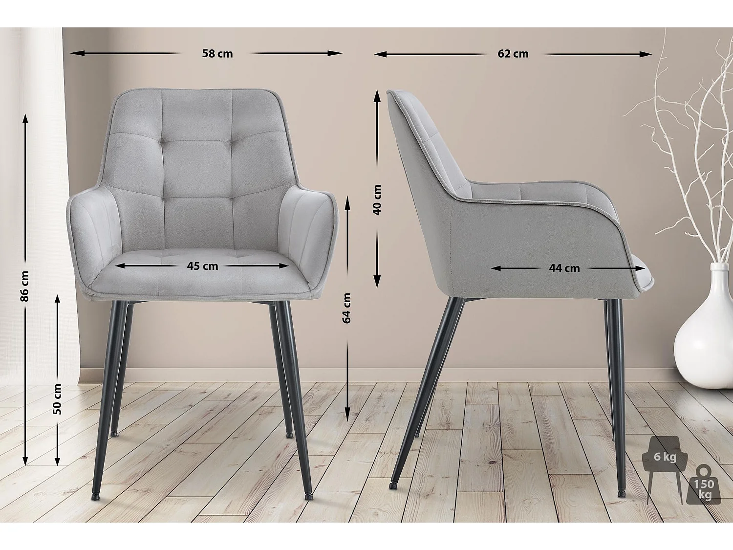 chaise salle à manger - Plastique - Gris clair - Ferndale