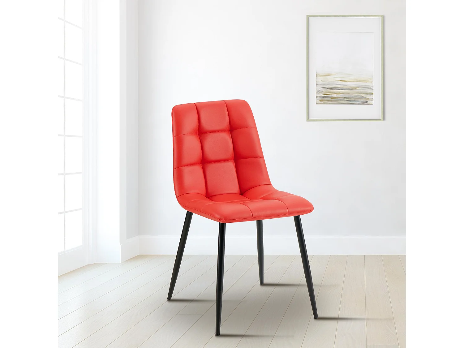 chaise salle à manger - Similicuir - Rouge - Antibes